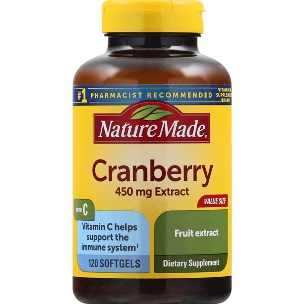 Nature Made Cranberry Extract, Super Strength 450 mg With Vitamin C Softgels