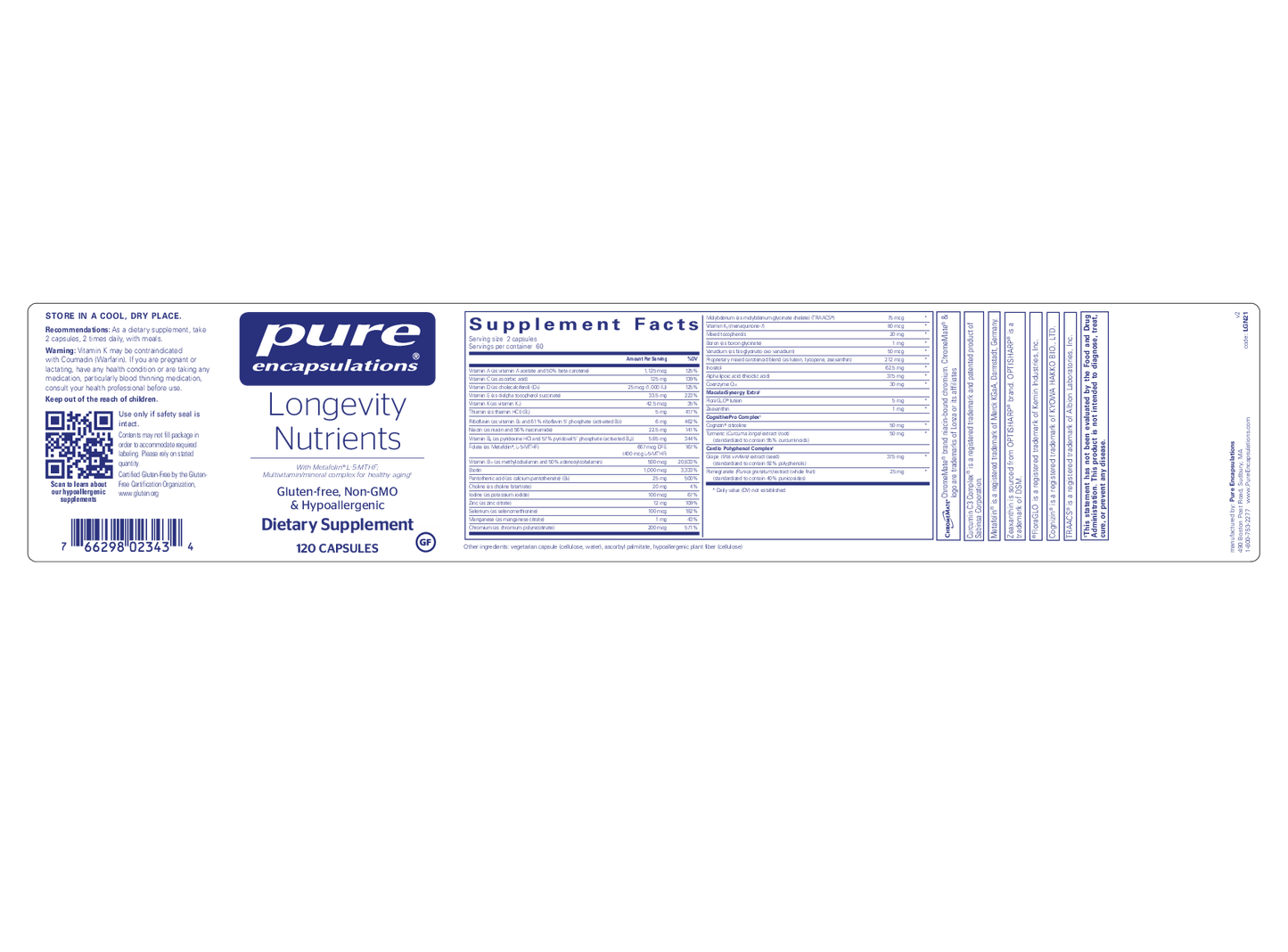 Pure Encapsulations Longevity Nutrients