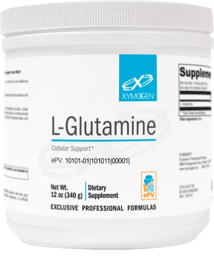 XYMOGEN L-Glutamine Powder Supplement - Promotes Cellular, Immune System + Gut Health - Supports Muscle Mass Retention, 4000mg L-Glutamine Per Serving (12 oz / 85 Servings)