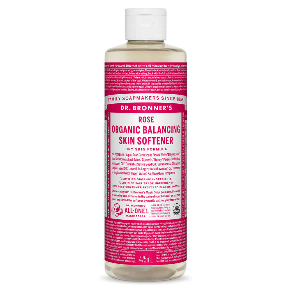 Dr. Bronner's Rose Balancing Skin Softener, 475ml, 1EA