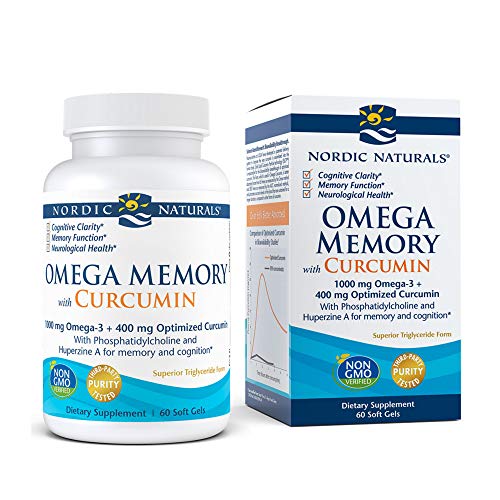 Nordic Naturals Omega Memory with Curcumin, Lemon - 60 Soft Gels - 1000 mg Omega-3 + 400 mg Optimized Curcumin - Memory, Cognition - Contains Phosphatidylcholine & Huperzine A - Non-GMO - 30 Servings