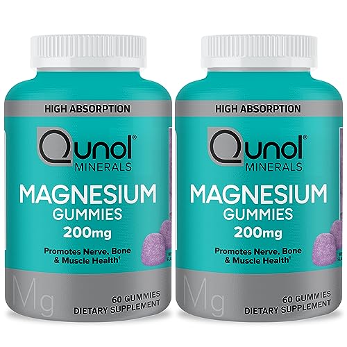 Qunol Magnesium Gummies for Adults 60 Count, Pack of 2