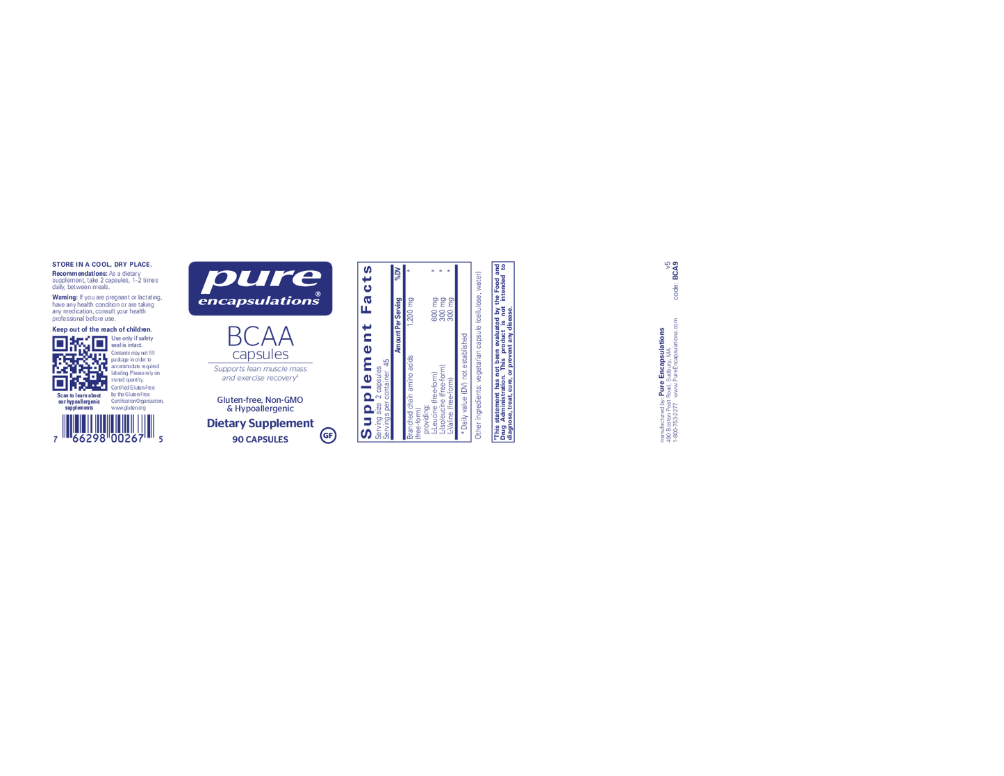 Pure Encapsulations BCAA 600 mg