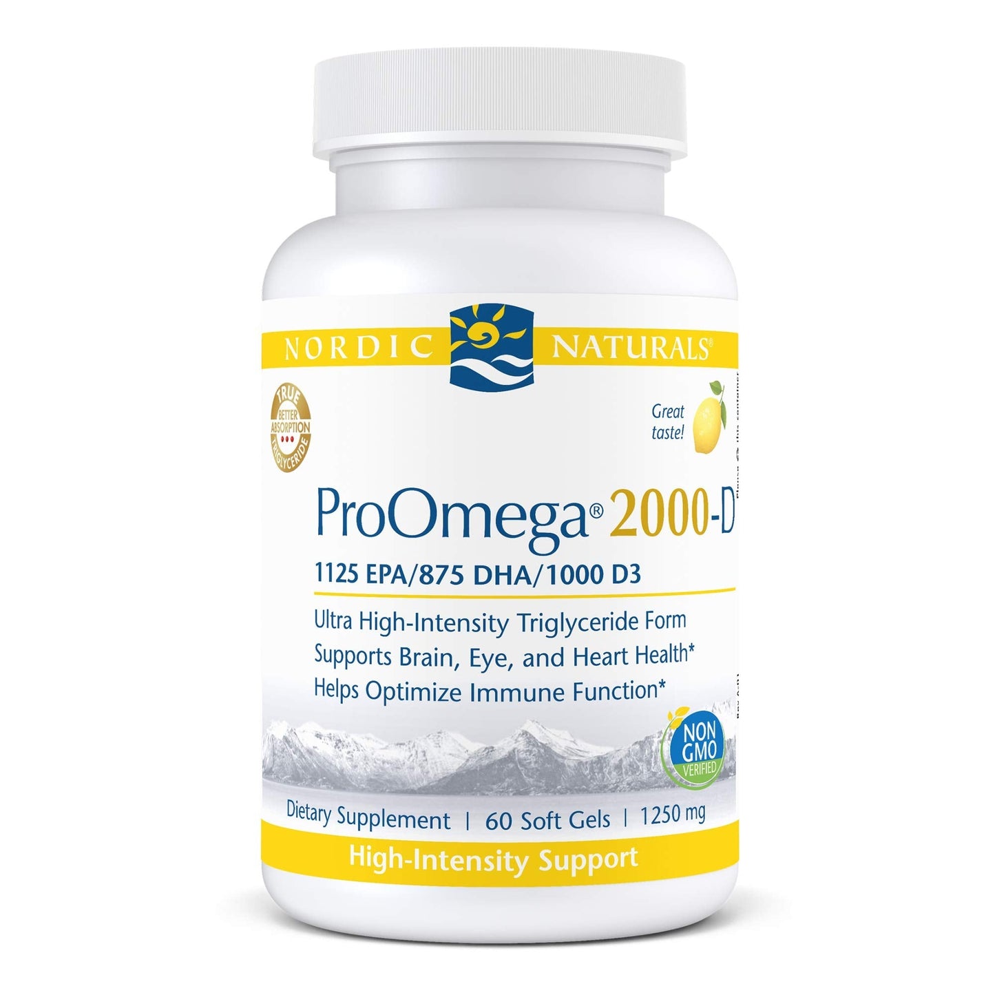 Nordic Naturals ProOmega 2000-D Lemon Flavor, 60 Softgels
