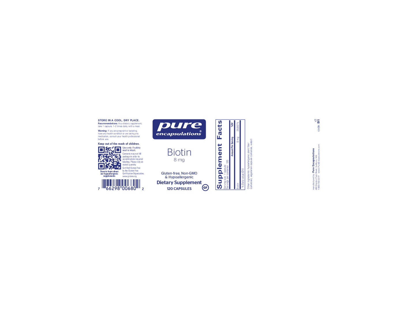 Pure Encapsulations Biotin 8 mg