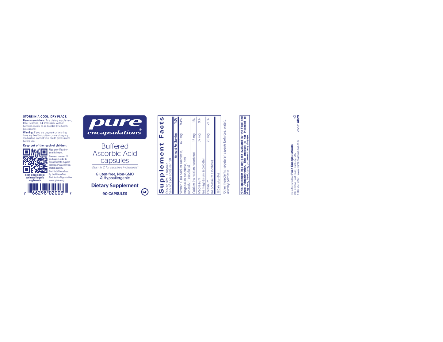 Pure Encapsulations Buffered Ascorbic Acid