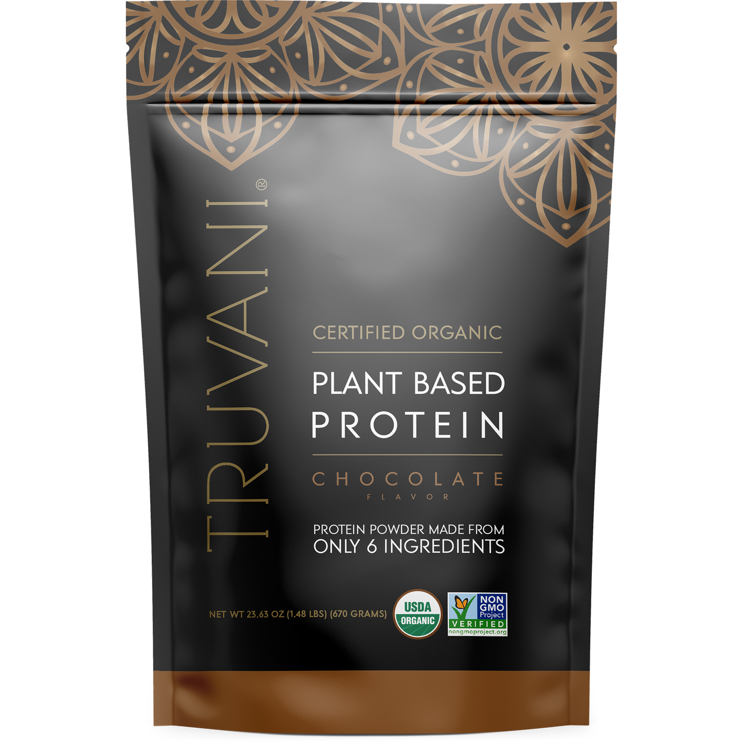 Truvani Plant Based Protein Powder - Chocolate Protein Powder 20 Servings USDA Certified Organic- Vegan, Non-GMO, Dairy, Soy & Gluten Free