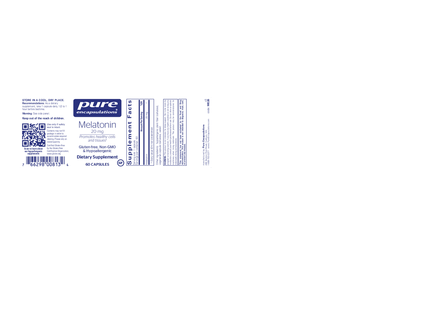 Pure Encapsulations Melatonin 20 mg