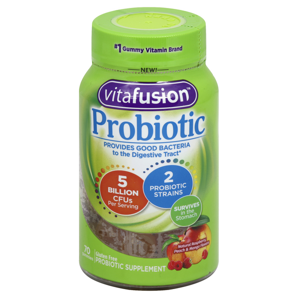 Vitafusion Probiotic Gummies Raspberry Peach & Mango Flavors