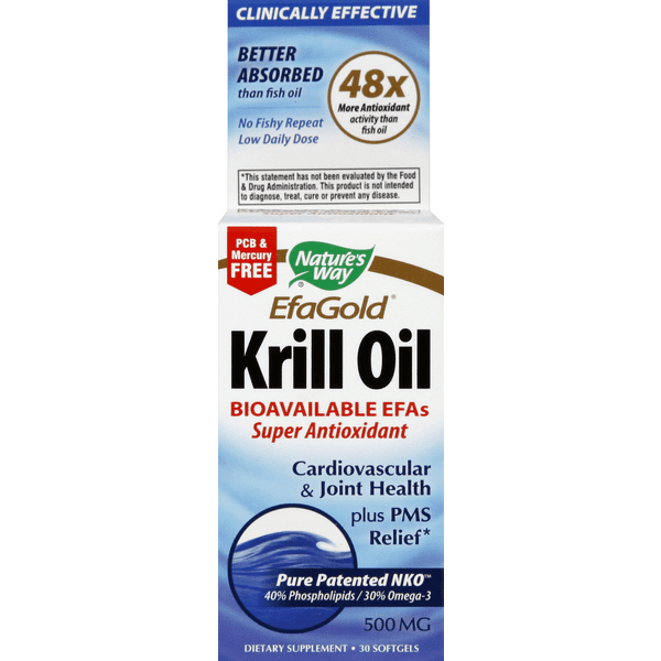Nature's Way EfaGold Krill Oil Bioavailable Omega-3 Cardiovascular & Joint Health Dietary Supplement 500mg Softgels