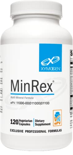 XYMOGEN MinRex - Highly Absorbable Multi-Mineral Supplement - Supports Mineral Repletion + Sports Nutrition with Patented Mineral Chelates, Malates, and Mineral Complexes + Betaine HCl (120 Capsules)