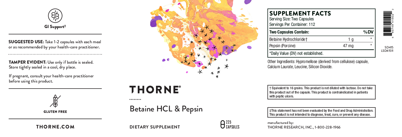 Thorne Betaine HCL & Pepsin