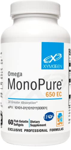 XYMOGEN Omega MonoPure 650 EC - Fish Oil with 3X Greater Absorption - DHA EPA Omega-3 Supplement for Cardiovascular + Cognitive Support (60 Softgels)