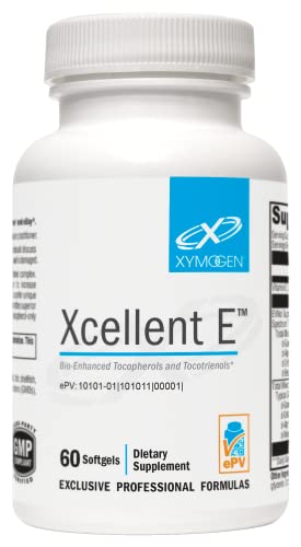 XYMOGEN Xcellent E - Superior Absorption Vitamin E Supplement - Bio-Enhanced Tocopherols + Tocotrienols to Support Liver Health, Cardiovascular, Nervous + Reproductive Systems (60 Softgels)