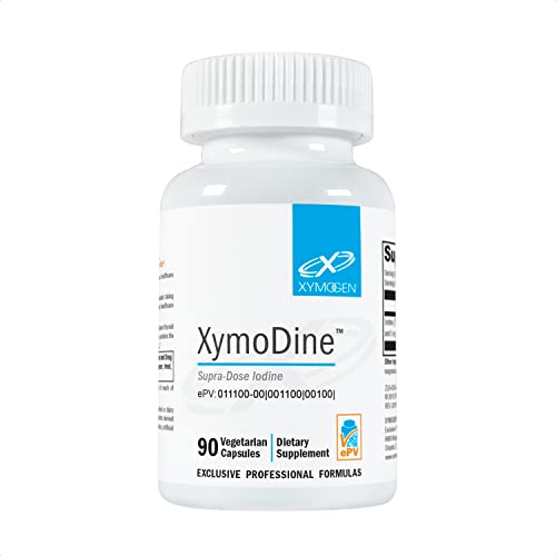 XYMOGEN XymoDine Iodine Supplement - High Potency Iodine 12.5 g to Support Healthy Synthesis of Thyroid Hormones - Potassium Iodide with Molecular Iodine (90 Vegetarian Capsules)