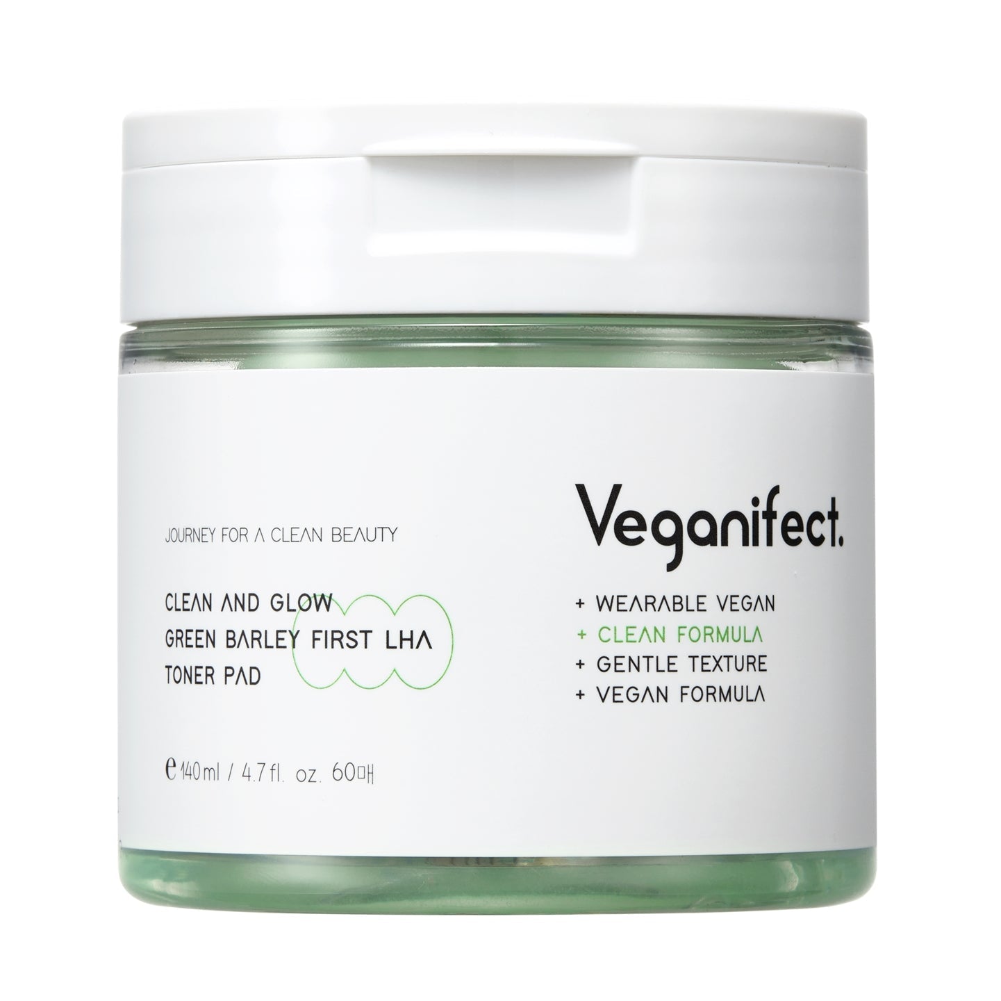 Vegan Effect Green Barley First LHA Toner Pad 140ml, 60ea, 1EA