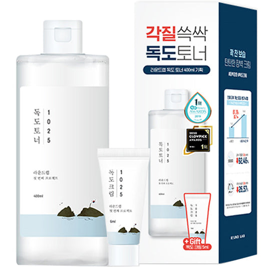 Round Lab Dokdo Toner 400ml   Cream 5ml Set, 1 Set