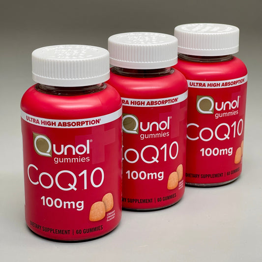ZA@ QUNOL (3 PACK) CoQ10 Gummy Dietary Supplements 100 mg 60 Count BB 10/2025