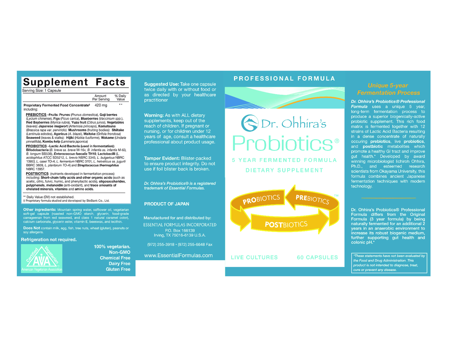 Essential Formulas Dr Ohhira's Probiotic Plus/Prof