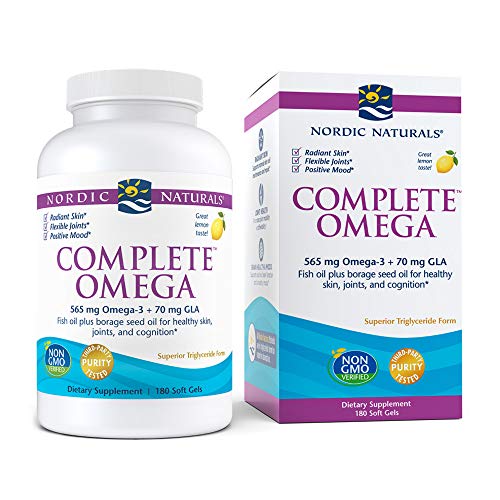 Nordic Naturals Complete Omega, Lemon Flavor - 565 mg Omega-3-180 Soft Gels - EPA & DHA with Added GLA - Healthy Skin & Joints, Cognition, Positive Mood - Non-GMO - 90 Servings
