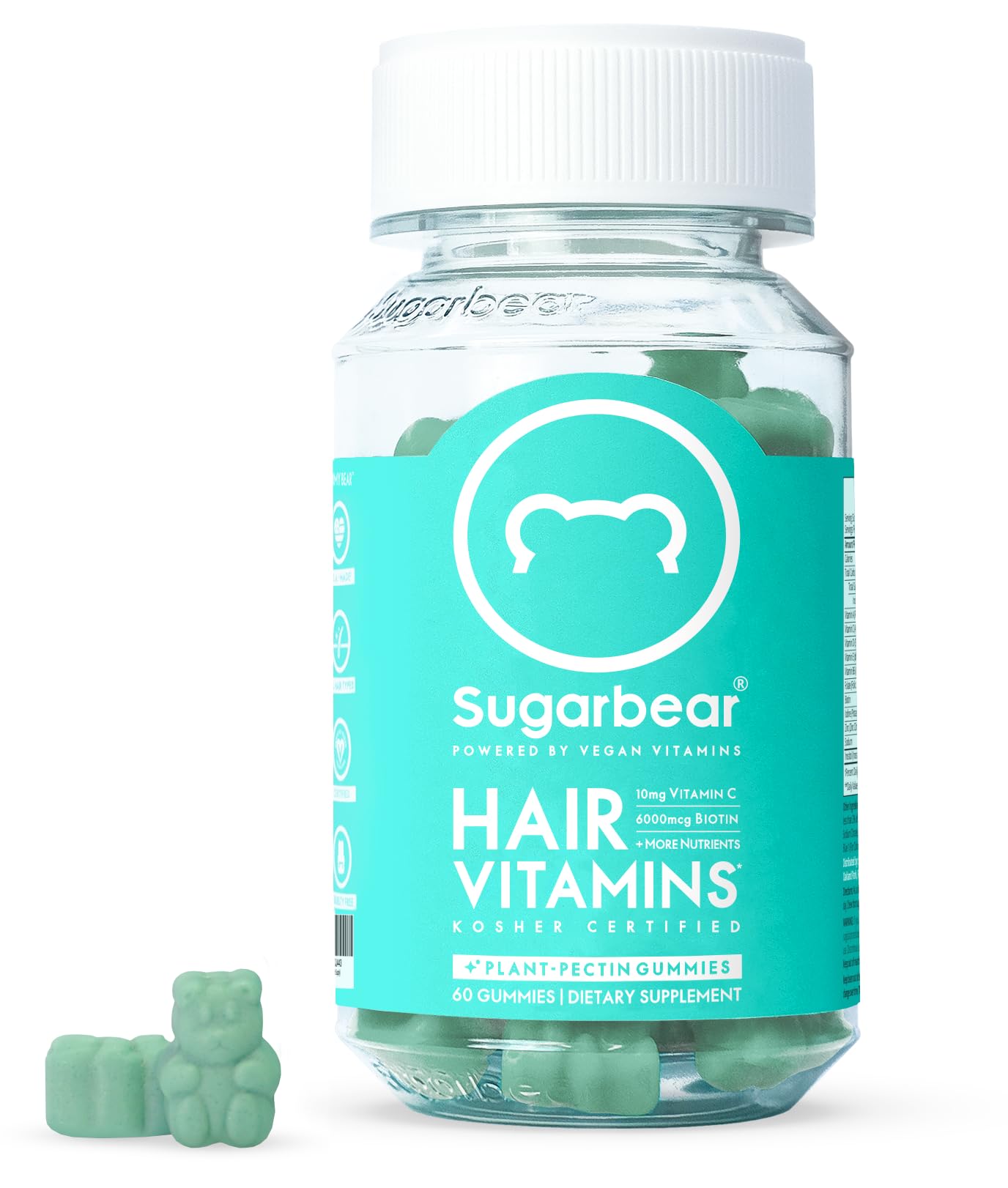 Sugarbear Hair Vitamins Vegan Gummies Men & Women 60 Count