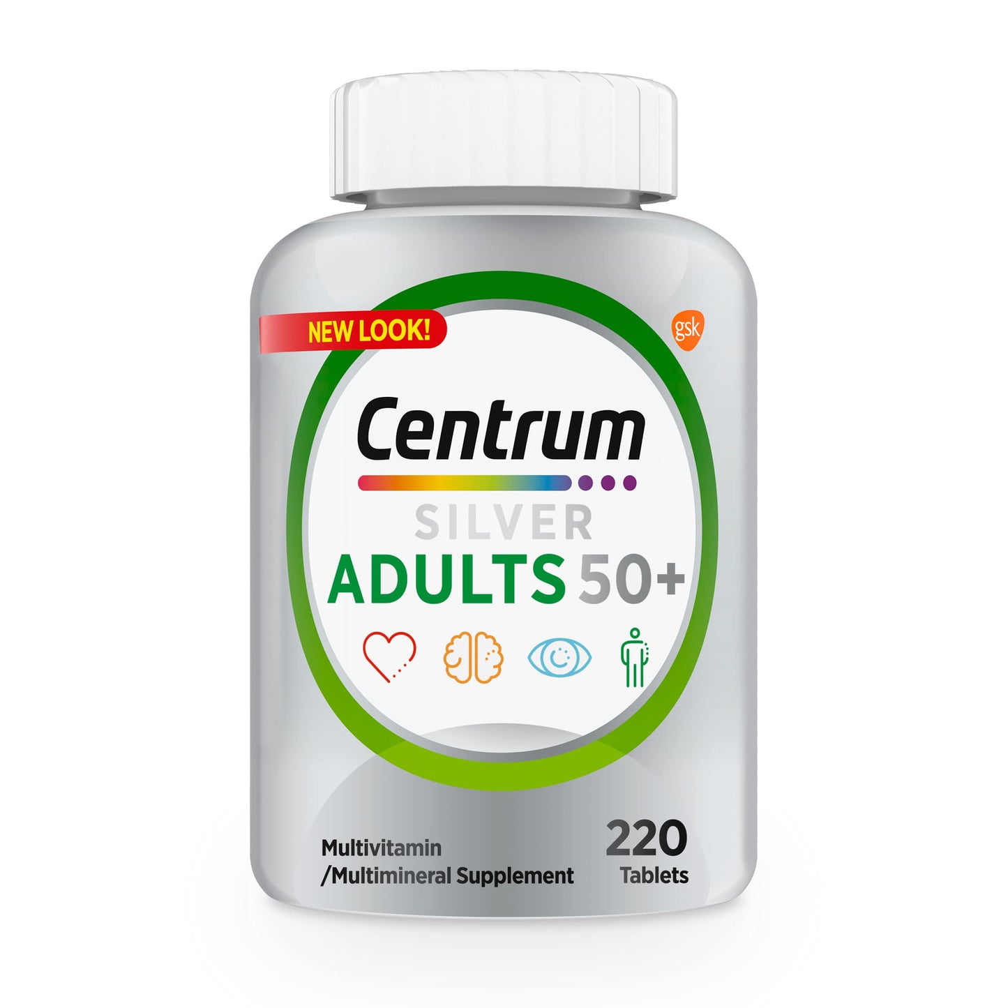Centrum Silver Multivitamin for Adults 50 Plus 220 Ct - Multivitamin/Multimineral Supplement, Vitamin D3, B-Vitamins, Gluten Free, Non-GMO Ingredients