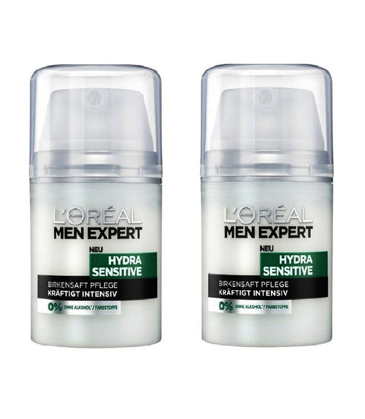 2x Pack L'Oreal Paris Men Expert Hydra Sensitive 0% Alcohol Birch Sap - 100 ml
