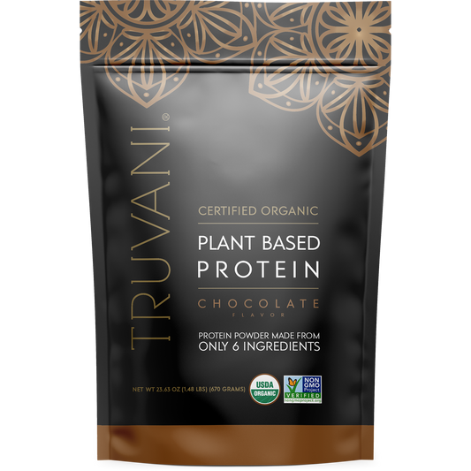 Truvani Plant Based Protein Powder - Chocolate Protein Powder 20 Servings USDA Certified Organic- Vegan, Non-GMO, Dairy, Soy & Gluten Free