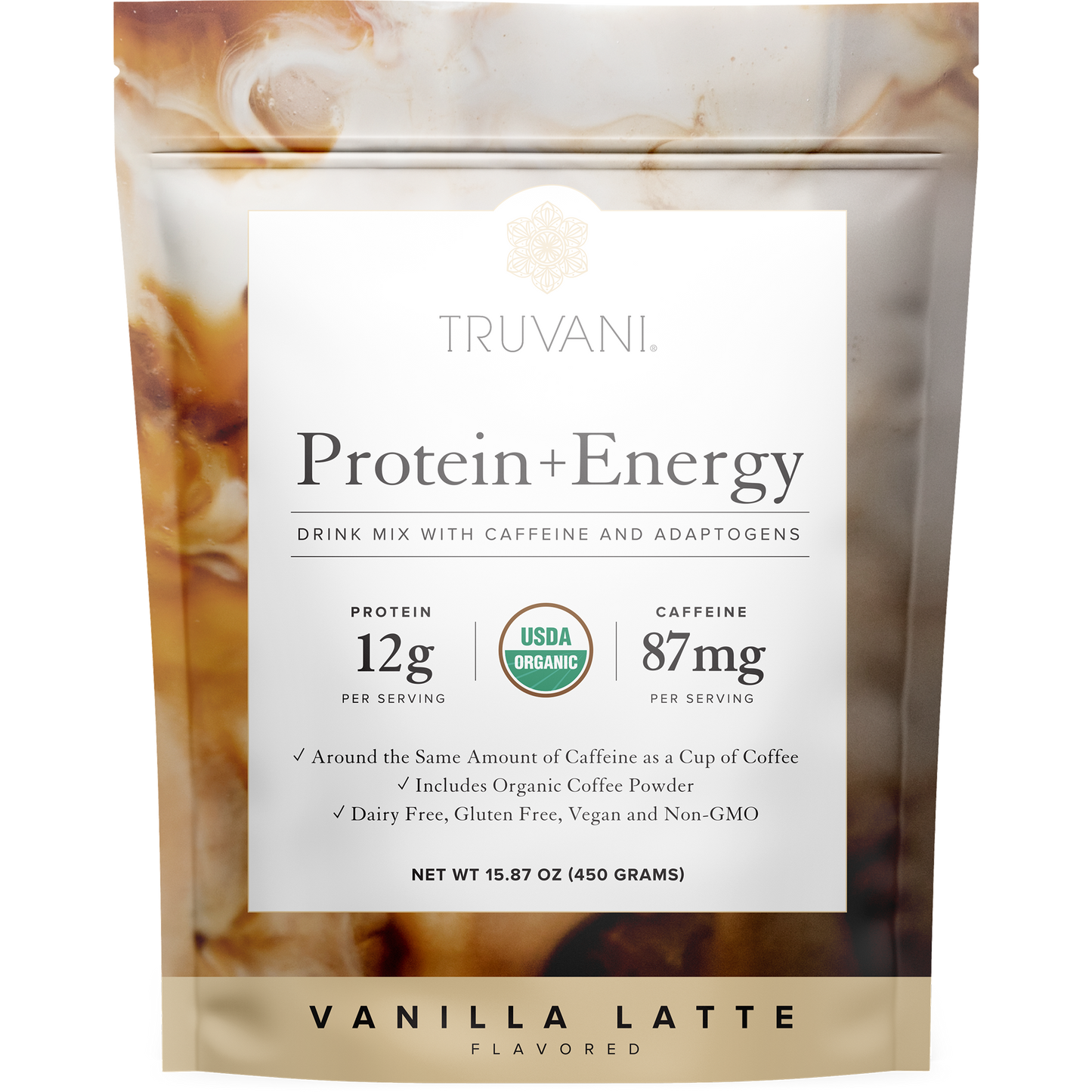 Truvani Protein + Energy Drink Mix Vanilla Latte 20 Servings
