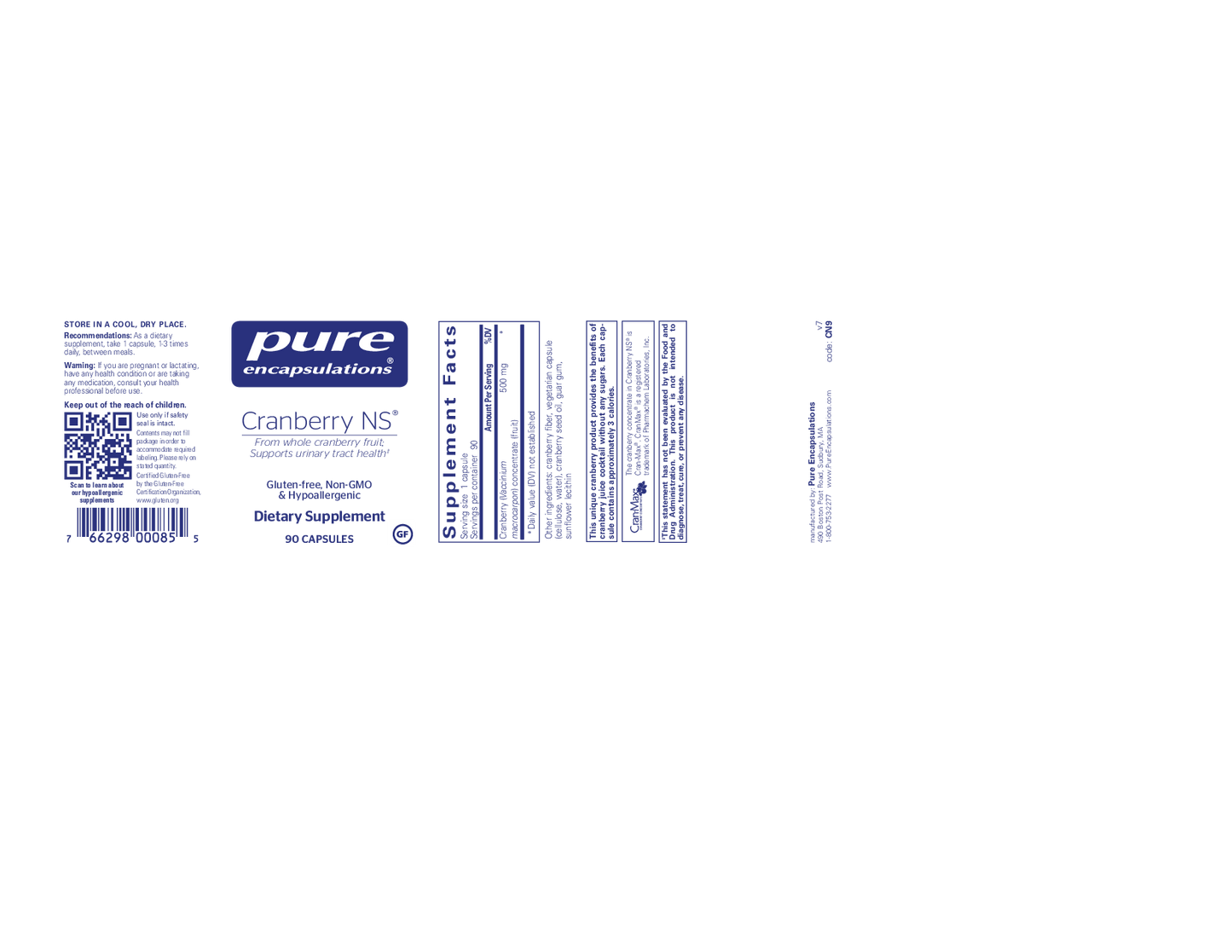 Pure Encapsulations Cranberry NS 500 mg