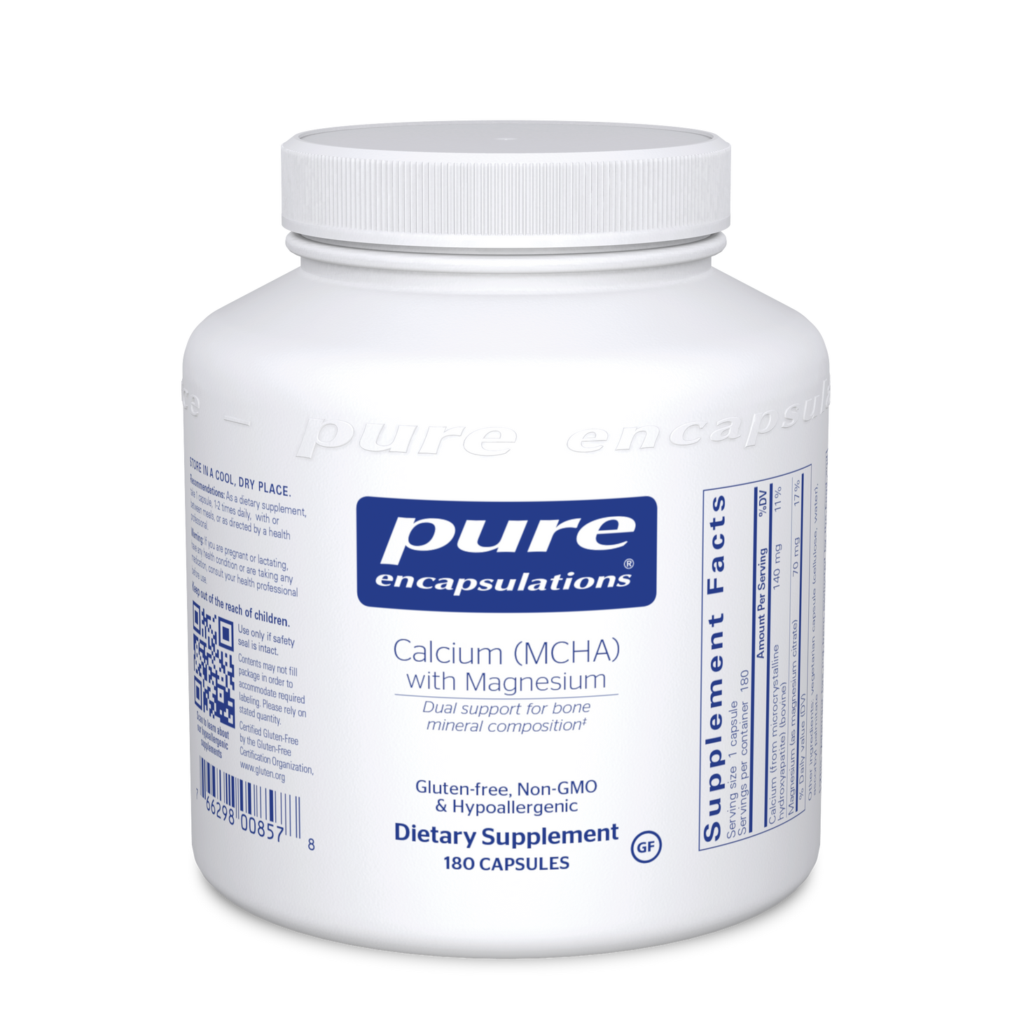 Pure Encapsulations Calcium (MCHA) with Magnesium 180 vcaps