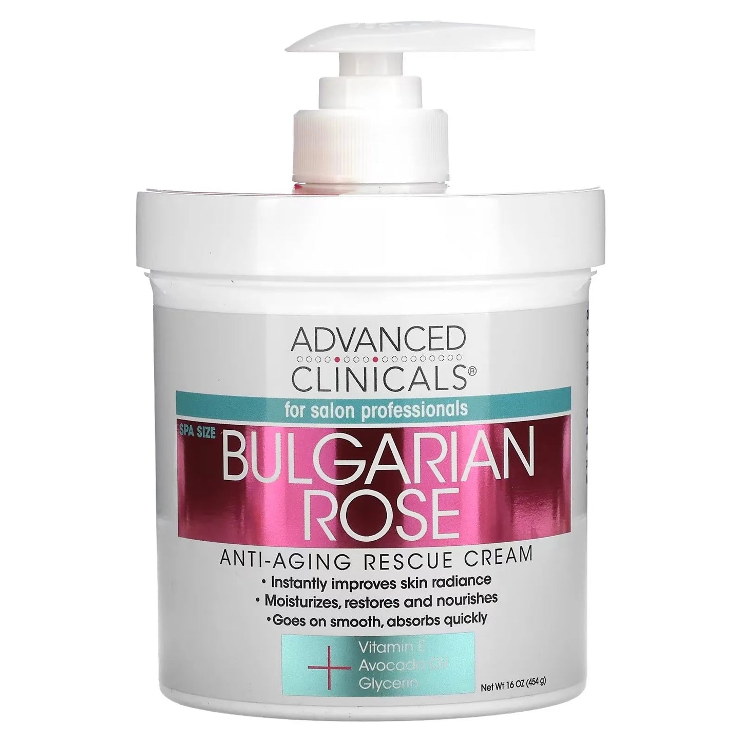 Revitalize Your Skin with Advanced Clinicals Anti-Aging Rescue Cream - Infused with Bulgarian Rose - 16 oz (454g)