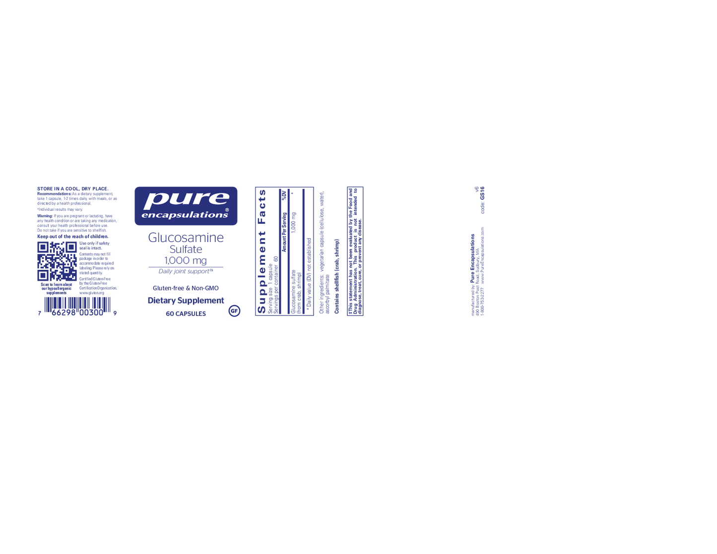 Pure Encapsulations Glucosamine Sulfate 1000 mg