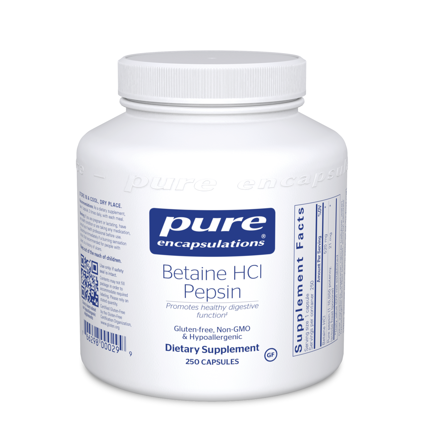 Pure Encapsulations Betaine HCL Pepsin 250 caps
