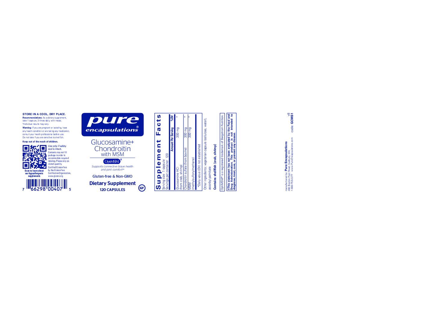 Pure Encapsulations Glucosamine Chondroitin w MSM