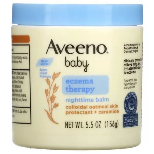 1 Pack Aveeno Baby Eczema Therapy Nighttime Moisturizing Balm with Colloidal Oatmeal & Ceramide, Soothes & Relieves Dry, Itchy Skin from Eczema, Hypoallergenic, Fragrance- & Steroid-Free